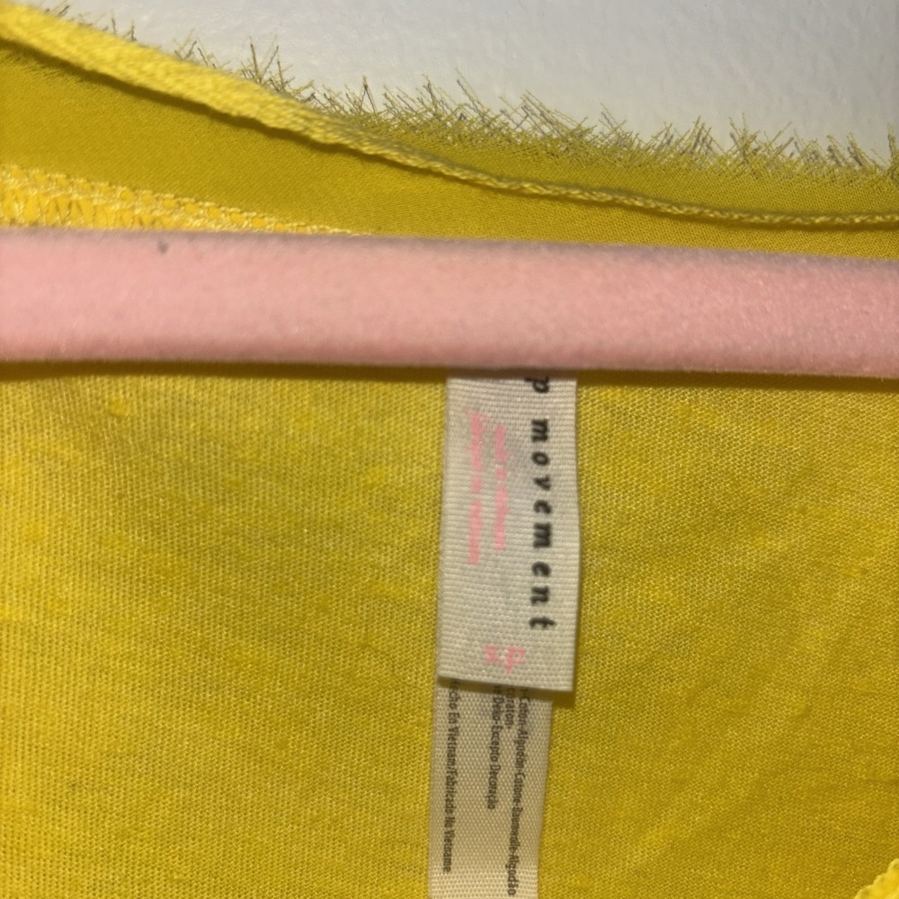 Free People Womens Shirt Sz Sm Butter Yellow Short Sleeve Tshirt Tee Active Gym - Picture 4 of 8